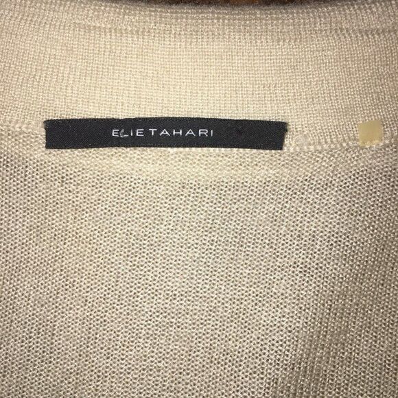 Elie Tahari V-neck Beige Long Sleeve Sweater - Picture 9 of 11